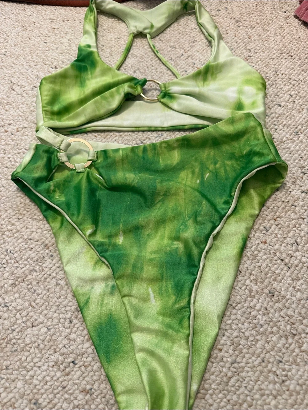 Lovers + Friends Green Tie-Dye Ring Bikini Set - Picture 2 of 6